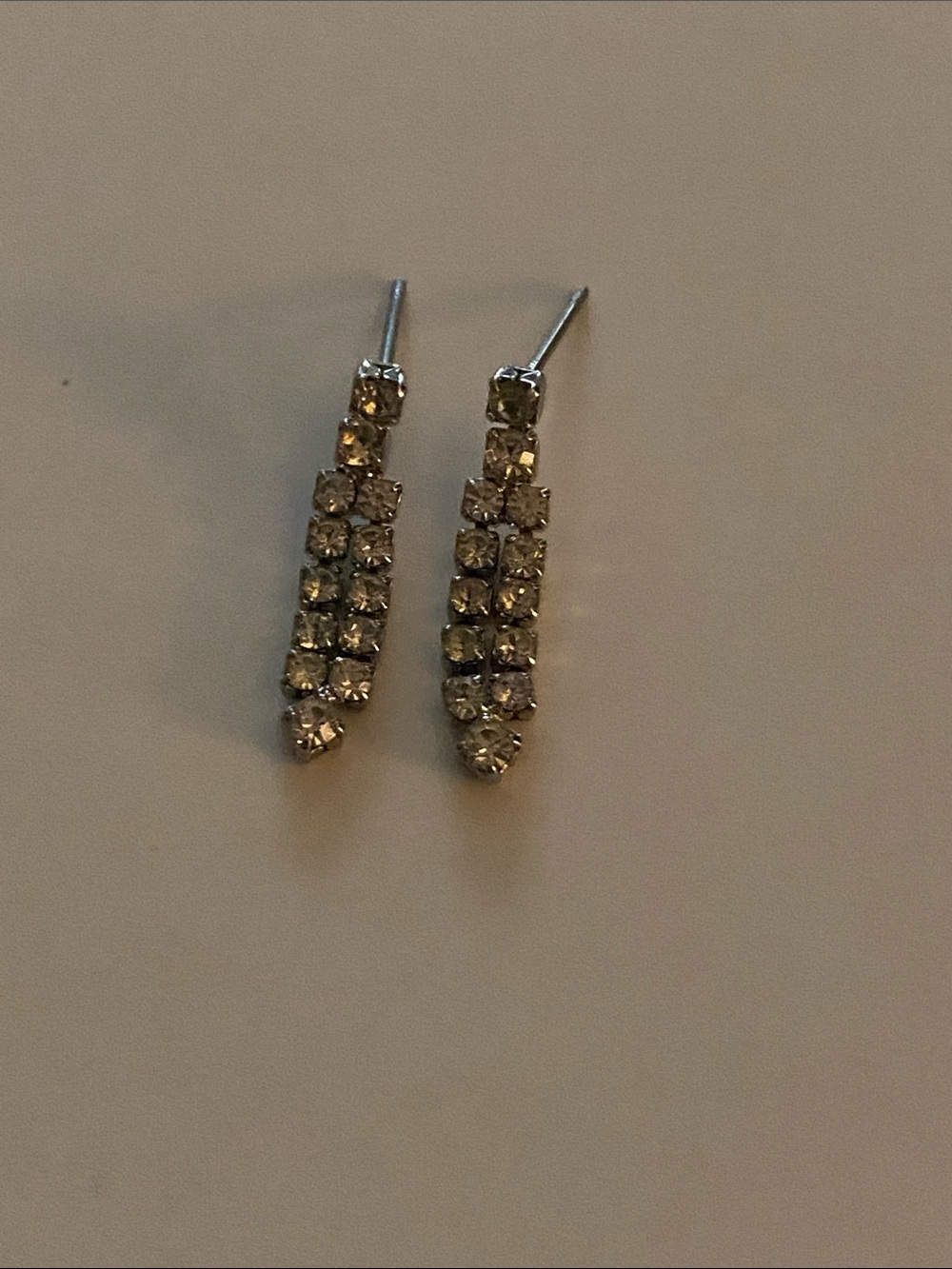 Silver Crystal Drop Earrings - Sparkling Clear Rhinestones